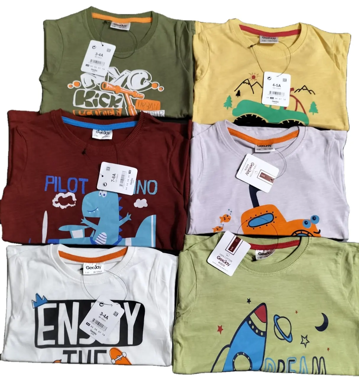 Yeni varış erkek t-shirt baskılı qualityful çocuk erkek t-shirt baskılı desen rasgele giyilebilir rahat t-shirt