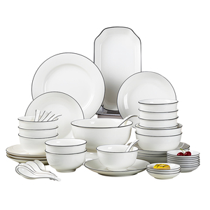 Bộ Đồ Ăn Bằng Sứ Màu Trắng Và Đen Mờ Màu Đen Mờ Cho Nhà Hàng Khách Sạn An Toàn Lò Nướng 2023 Bộ Đĩa Màu Vàng Đen Bộ Đồ Ăn - Product Image 5