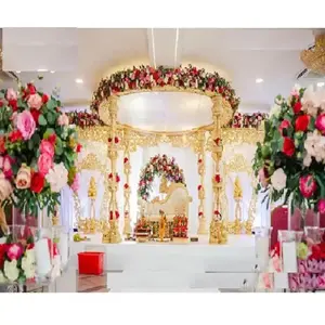 Boda india de madera redonda Maharani Mandap bodas elegantes madera tallada Mandap clásico de madera Mandap para bodas