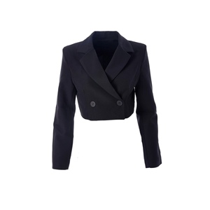 เสื้อแจ็คเก็ตเบลเซอร์กระดุมสองแถวของผู้หญิงสีดำ - Product Image 5