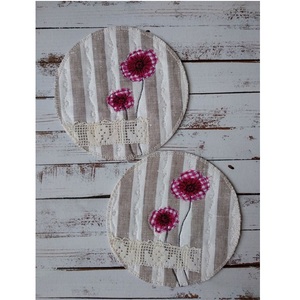 2 Piece Round Shape Soft Cloth Elegant Linen <b>Coaster</b> for Home Restaurant <b>Table</b> <b>Coaster</b> - Product Image 1