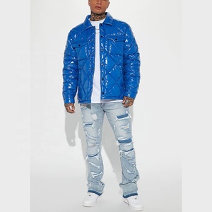 OEM Custom Logo High Quality 100% Cotton Denim <b>Jeans</b> Pants for <b>Men</b> Latest USA Design Ripped Blue Dark Wash Casual <b>Mens</b> <b>Jeans</b> - Product Image 1