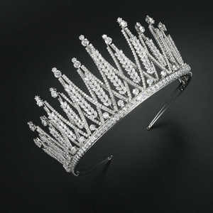 มงกุฎที่เป็นทางการของราชินีเพชรโมอิสทรงกลมมงกุฏเงินสเตอร์ลิง925หรูหรา - Product Image 2