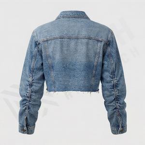 Veste en jean décontractée personnalisée pour hommes, grandes tailles, 100% coton, option logo sur le devant, respirante, veste d'hiver - Product Image 2