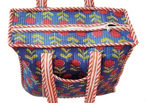 <b>Summer</b> Fashion Cotton Tote Bag Designer Printed <b>Quilted</b> Shoulder Travel Bag with Zipper Closure Large Size for Ladies - Product Image 5