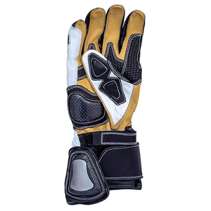 Unisex Genuine Leather Gauntlet Gloves for Motorbike Auto Racing Breathable Winter Knuckle Armoured Black White Riding - Product Image 3