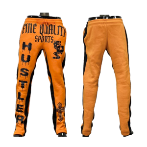 Pantalones de chándal de lana de algodón personalizados de marca, pantalones de panel lateral de alta calidad, pantalones de chándal con estampado completo OEM, pantalones directos de fábrica - Product Image 1