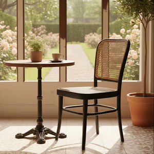 SOLOBEAT Eco-Friendly Modern Handmade Solid Wood <b>Dining</b> <b>Chair</b> <b>Black</b> Rattan Versatile Home Furniture for Apartment Living <b>Room</b> - Product Image 1