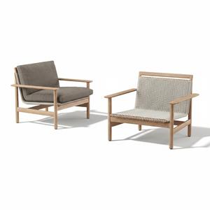Fauteuil de club d'extérieur en teck massif de conception nordique, tissage de corde de luxe, écologique, durable, fauteuil de jardin pour véranda, résistant aux intempéries - Product Image 1