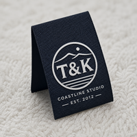 Étiquettes tissées en gros pour vêtements, à fixer au col, avec logo personnalisé, pour marque de vêtements