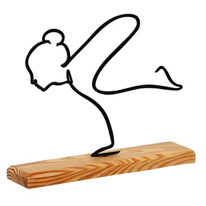 ประติมากรรมท่าโยคะผู้หญิงโลหะสีดำหรูหราพร้อมฐานไม้ตกแต่งโต๊ะแบบโมเดิร์นเพิ่มบรรยากาศศิลปะอันเงียบสงบ - Product Image 6