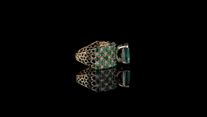 Anillo de Esmeralda Verde Cultivada en Laboratorio de Lujo con Corte Esmeralda y Diamante Brillante Redondo, Anillo de Destaque para Fiestas, Ocasiones Especiales y Uso Diario - Product Image 3