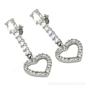 925 Silver Heart Drop <b>Earrings</b> with Cubic Zirconia Fashionable Women's Jewelry - Product Image 2