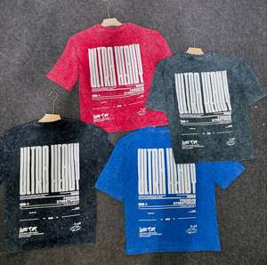 Venta al por mayor de encargo de alta calidad de los hombres lavados camiseta de gran tamaño gráfico impreso de algodón Vintage ácido lavado camiseta para hombres - Product Image 6