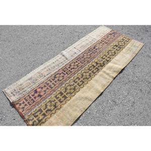 Alfombra Vintage de Lana Turca de 29 'X 68', Diseño de Retazos Beige y Marrón, Técnica de Tejido Plano, 4m de Ancho, Látex para Decoraciones de Sala de Estar - Product Image 2