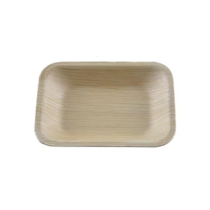Assiettes biodégradables 25X15 cm forme rectangulaire en bois (feuille de palmier) jetables pour le service des aliments meilleur prix - Product Image 1