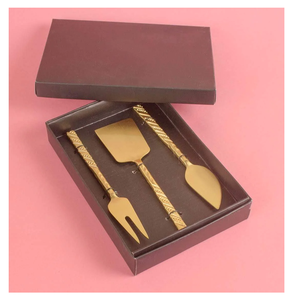 Set de 3 couteaux à fromage plateau à viande pour manche en laiton poli brillant avec vente - Product Image 2