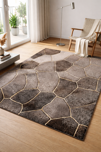 Juego de Alfombras Texturizadas con Diseño Geométrico Moderno, Hechas a Mano con Lana/Seda, Ecológicas, Antibacterianas, Antideslizantes y Acolchadas - Product Image 2