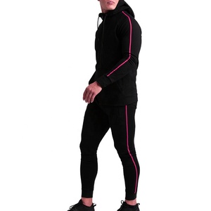 Chándal de algodón y poliéster de alta calidad unisex, conjunto de 2 piezas con logotipo personalizado, pantalones de chándal estampados transpirables de talla grande para otoño - Product Image 2