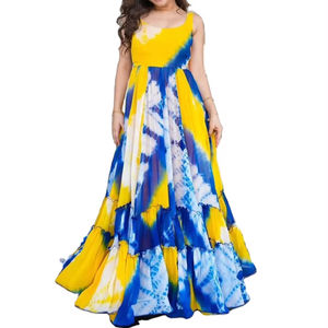 ชุดสูท Anarkali ดีไซเนอร์ผ้าจอร์เจียเทียมขนาดใหญ่สไตล์แฟนซีแบบใหม่เรียงตามลำดับ5มม. และงานปักมีแขนสั้นสำหรับผู้หญิง - Product Image 1