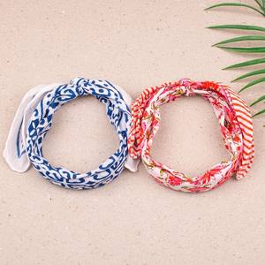 Lot de 2 bandanas en coton faits à la main, imprimé bohème, légers, pour le cou, accessoire pour cheveux, bandana de plage - Product Image 5
