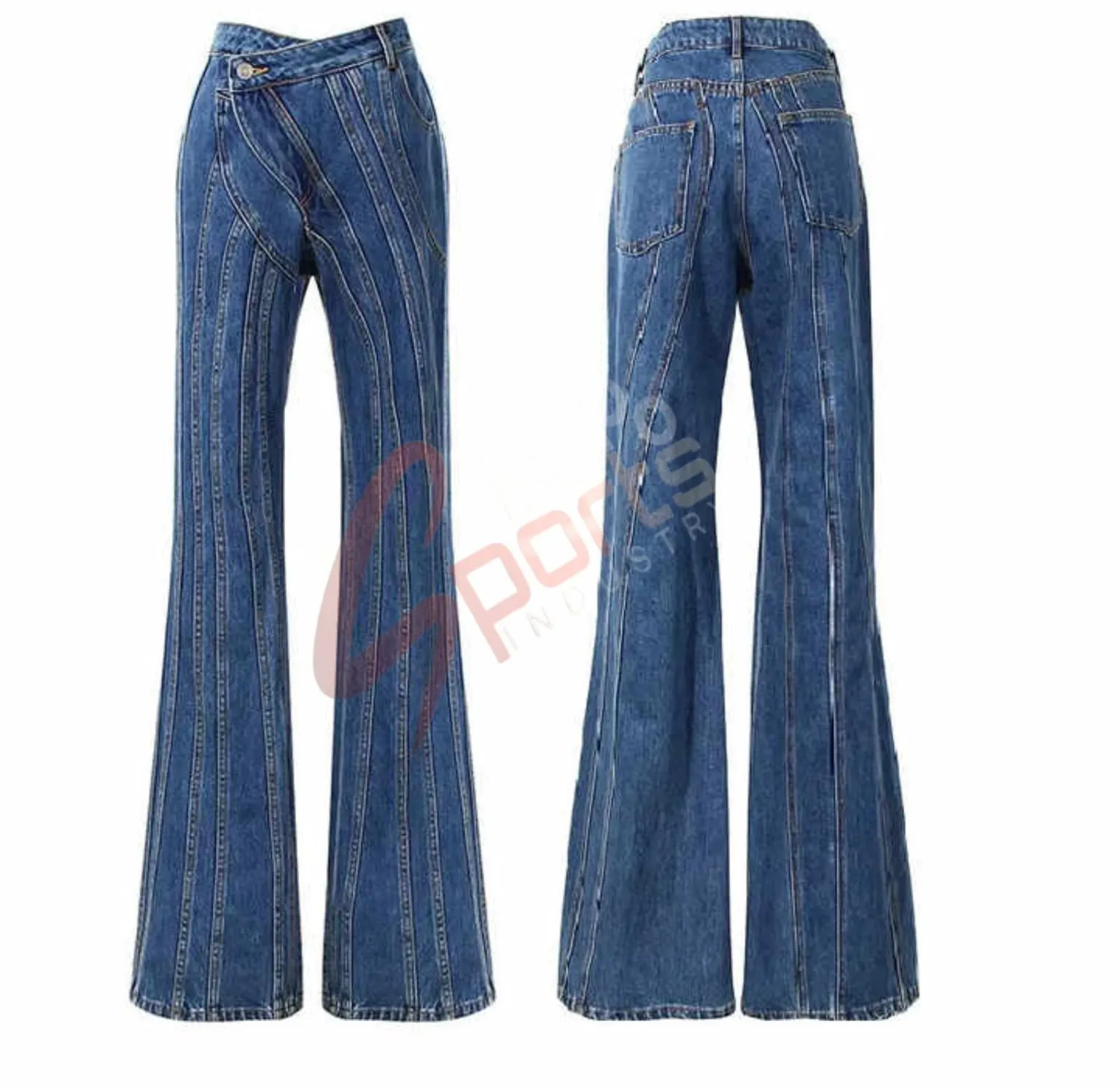 2024 Лидер продаж, новые уличные повседневные расклешенные брюки, тонкие женские брюки, Узкие синие джинсы, женские джинсы, сделано в Пакистане