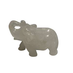 Éléphant en cristal de quartz blanc en gros, pierres naturelles, sculpture de pierres précieuses, sculpture d'éléphant en cristal de quartz - Product Image 1