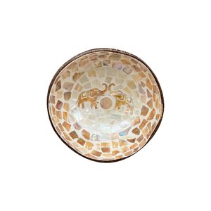 Vente en gros ensemble de bols de décoration en laque écologique avec logo personnalisé en coquille de noix de coco mini forme ronde avec motif de fleurs fabriqué au Vietnam - Product Image 5