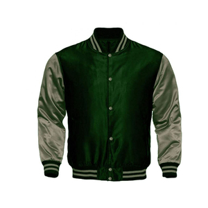 Vestes en satin de bonne qualité de couleur noire Veste en satin pour hommes de taille standard OEM Vestes en satin de baseball vierges personnalisées à porter en équipe - Product Image 3