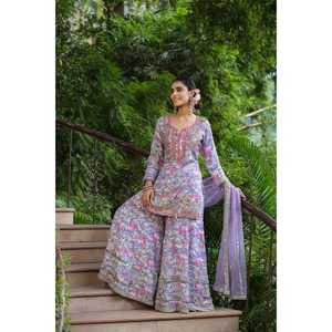 ชุดคุรตาลายดอกไม้สำหรับผู้หญิง Nayab Riwayat พร้อมผ้าคลุมไหล่ - Product Image 3