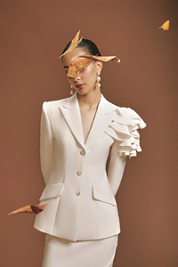 Chaqueta de lana hecha a mano de alta calidad para mujer elegante chaqueta de traje a medida Hori colección de otoño de un solo pecho de Vietnam - Product Image 2