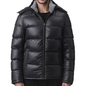 Custom Thick Canvas Puffer <b>Jackets</b> Unisex Winter Wear Wholesale <b>Men's</b> Hooded Waterproof Stand Reversible High Street Style - Product Image 5