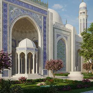 Intérieur de mosquée en marbre blanc, art islamique exquis sculpté à la main, design moderne, taille personnalisable, HAYAT INDUSTRIES - Product Image 2