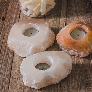 Candelabro de piedra de sal del Himalaya de primera calidad hecho a mano, artesanías naturales para decoración del hogar - Product Image 5