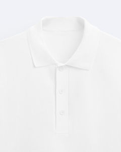 T-shirt en coton tricoté pour homme, manches courtes, uni, décontracté, printemps, blanc, boutons, col rabattu, surdimensionné, épaules tombantes - Product Image 6