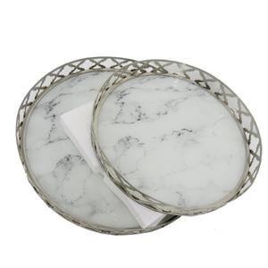 Plateau de service rond en rotin avec incrustations d'os pour hôtels, cuisines, événements et restauration rapide - Product Image 5