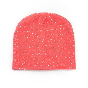 Bonnet de luxe pour femme 2025, chaud et respirant pour l'extérieur, en coton, avec strass, bonnets pour enfants, chapeaux de couleur unie - Product Image 1