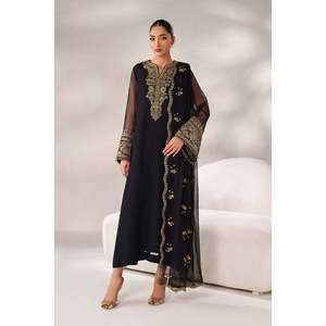 Vestido elegante de gasa bordado con corte en A PR-1250 - Product Image 1