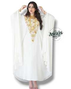 Robe Kaftan Dubai Abaya de luxe, modeste, simple, faite à la main, avec broderies de cristal et détails perlés, pour mariage africain, moyen-oriental et islamique - Product Image 4