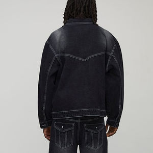 Veste en jean matelassée surdimensionnée à point contrasté de haute qualité grande taille pour hommes veste d'hiver respirante à col rabattu - Product Image 2