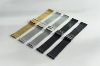 Bracelet élégant et luxueux Mingfung en maille milanaise épaisse de 1,7 mm, motif épi de blé, en acier inoxydable doré, noir, argenté, avec fermoir déployant pour montre IWatch