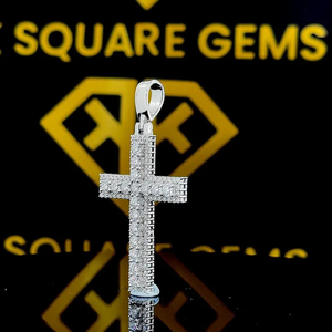 จี้เพชรโมอิสที่สวยงาม925เงินไม้กางเขนศักดิ์สิทธิ์ของขวัญแต่งงานที่สมบูรณ์แบบสำหรับเธอผ่านผู้ทดสอบเพชร-สำหรับเด็ก - Product Image 3