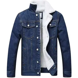 Wholesale Custom boy's <b>coat</b> and jackets custom design with logo color jean fur cotton <b>denim</b> jacket streetwear for man - Product Image 1