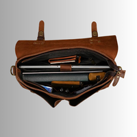 Sac messager pour ordinateur portable en cuir véritable pour homme, style rétro vintage, en cuir de vachette Crazy Horse, avec doublure en nylon - Sacoche souple portable