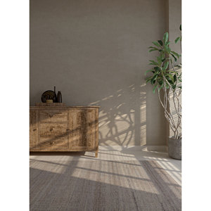 Tapis en laine afghane bleu Manifest noué à la main, couleur unie, forme rectangulaire, design abstrait patchwork pour salon d'adolescent Re-1339 - Product Image 5