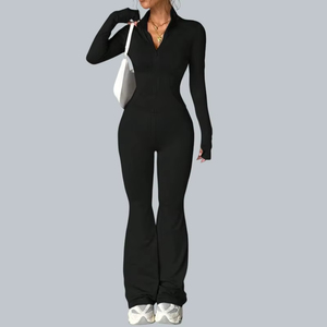 Conjunto Deportivo de 2 Piezas para Mujer, Talla Grande, Chaqueta Deportiva para Exteriores y Pantalones Acampanados, Mangas Largas con Orificios para el Pulgar, para Entrenamiento, Fitness, Gimnasio, Correr - Product Image 2