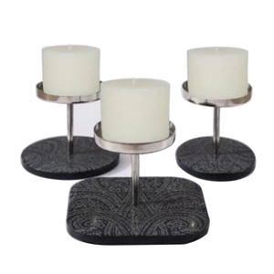 Support de candélabre fabriqué à la main finition nickelée conception personnalisée bougeoir décoratif fait à la main en métal et en verre - Product Image 6