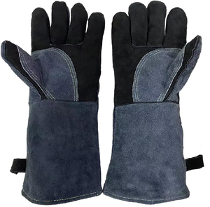 Gants de soudage en cuir fendu de vache longs gants de sécurité en cuir véritable en cuir de vachette Protection du travail soudage industriel - Product Image 6