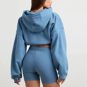 2025 Sudadera con capucha de gran tamaño con hombros caídos para mujer, logotipo personalizado, dobladillo bordado en bruto, estilo de calle para invierno - Product Image 5