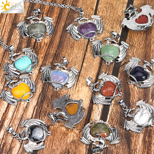 CSJA Amuletos de Joyería de Moda Ojo de Tigre Cuarzo Rosa Amatistas Dragón Corazón Piedra Natural Real Colgante Cristales Collares H289 - Product Image 5